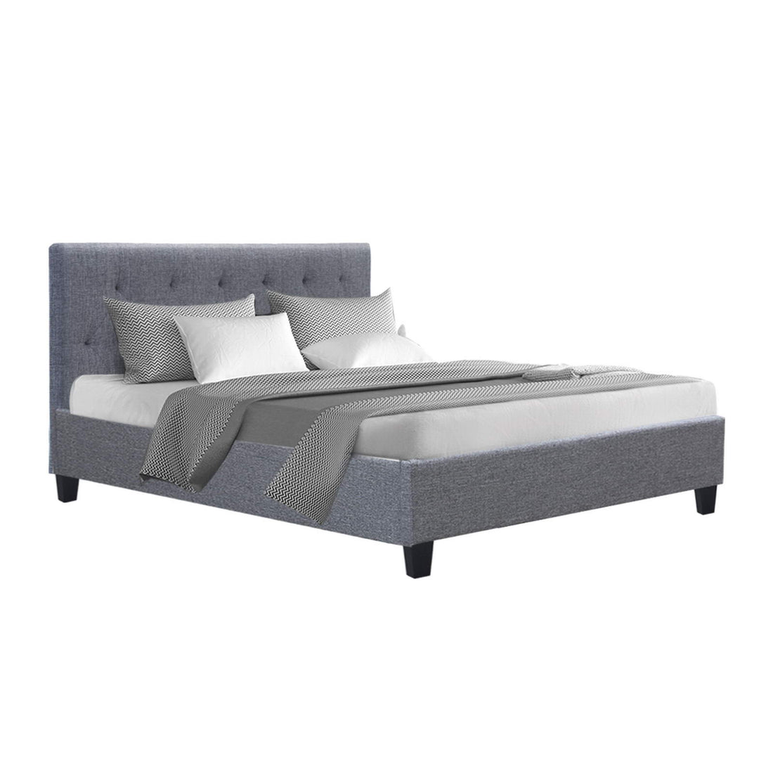 Artiss Vanke Bed Frame Fabric- Grey Double-Bed Frames-PEROZ Accessories