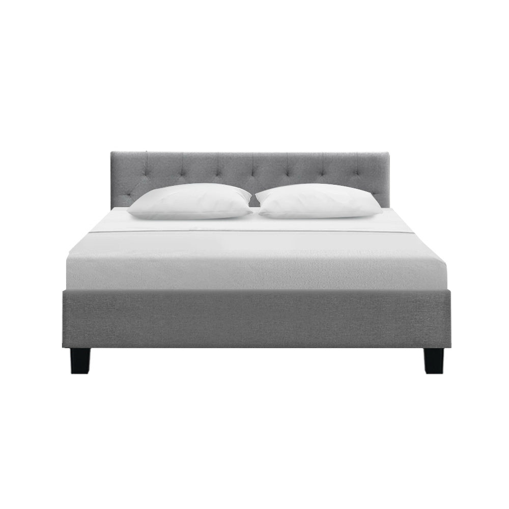 Artiss Vanke Bed Frame Fabric- Grey Queen-Bed Frames-PEROZ Accessories