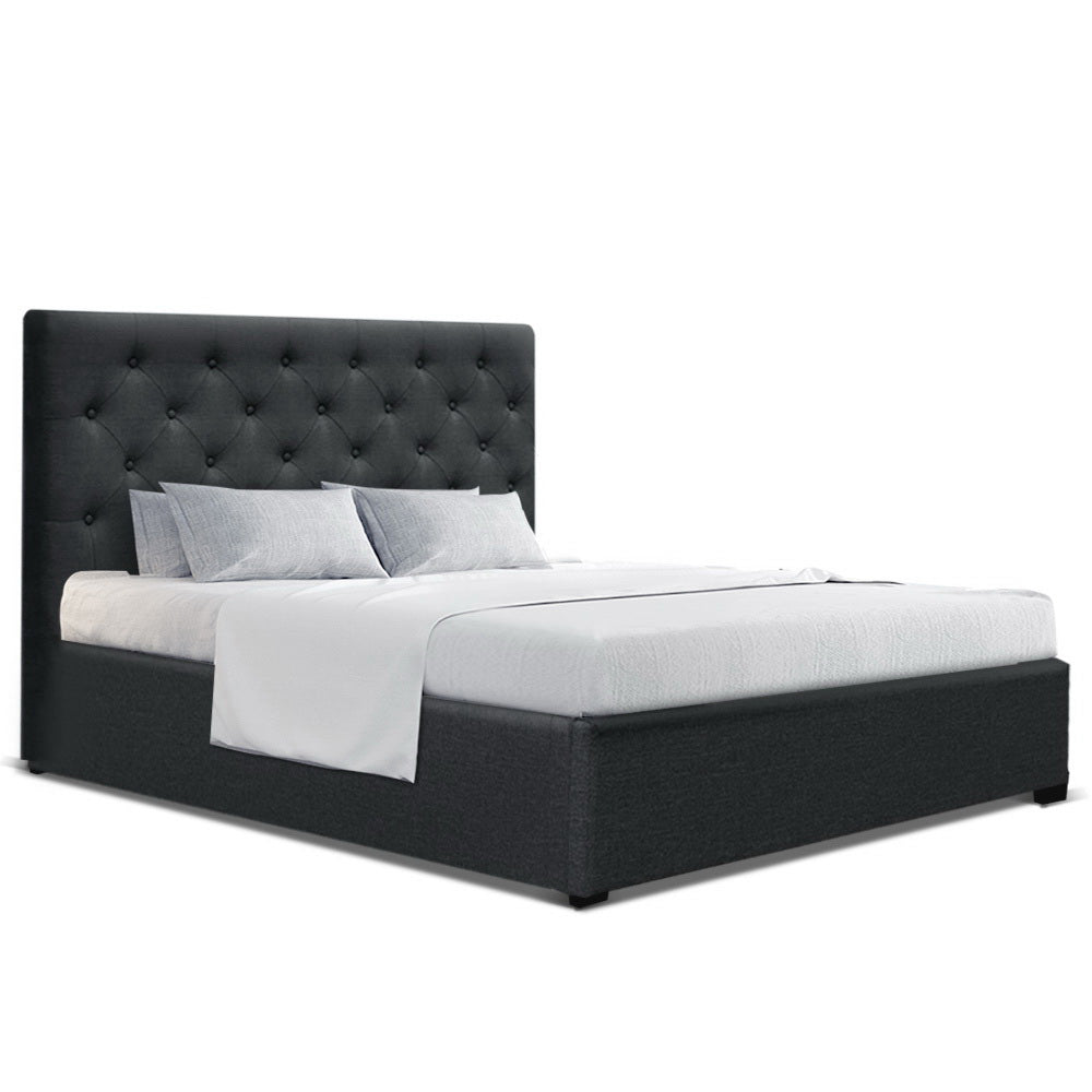 Artiss Bed Frame Double Size Gas Lift Base With Storage Charcoal Fabric Vila Collection-Bed Frames-PEROZ Accessories