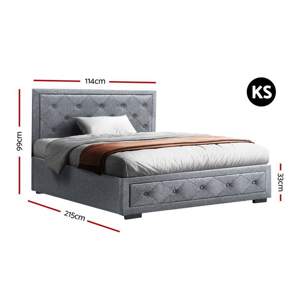 Artiss Bed Frame King Single Size Gas Lift Mattress Base with Storage Fabric-Bed Frames-PEROZ Accessories