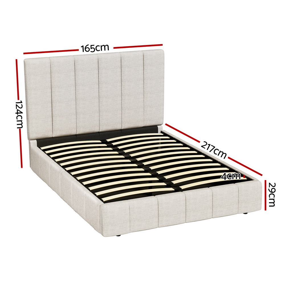 Artiss Bed Frame Queen Size Beige TETTE-Furniture &gt; Bedroom-PEROZ Accessories