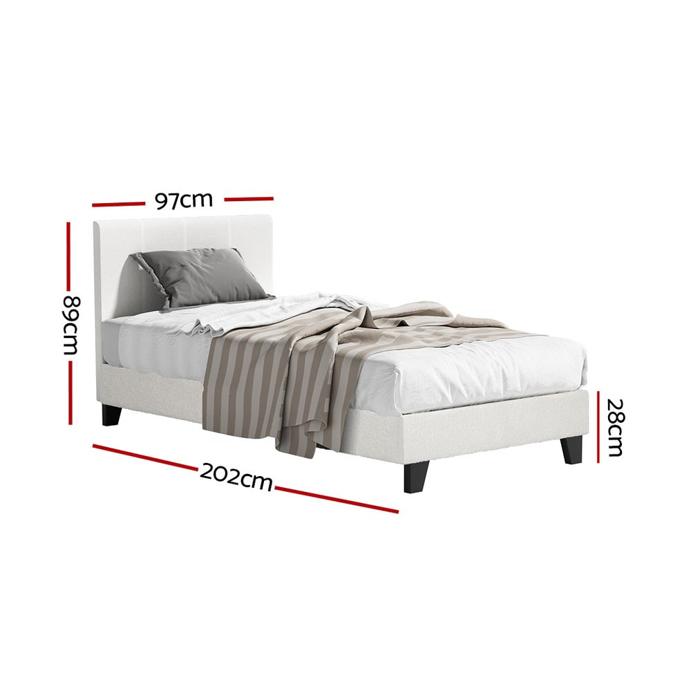 Artiss Bed Frame Single Size Boucle Fabric Mattress Base Platform Wooden-Bed Frames-PEROZ Accessories