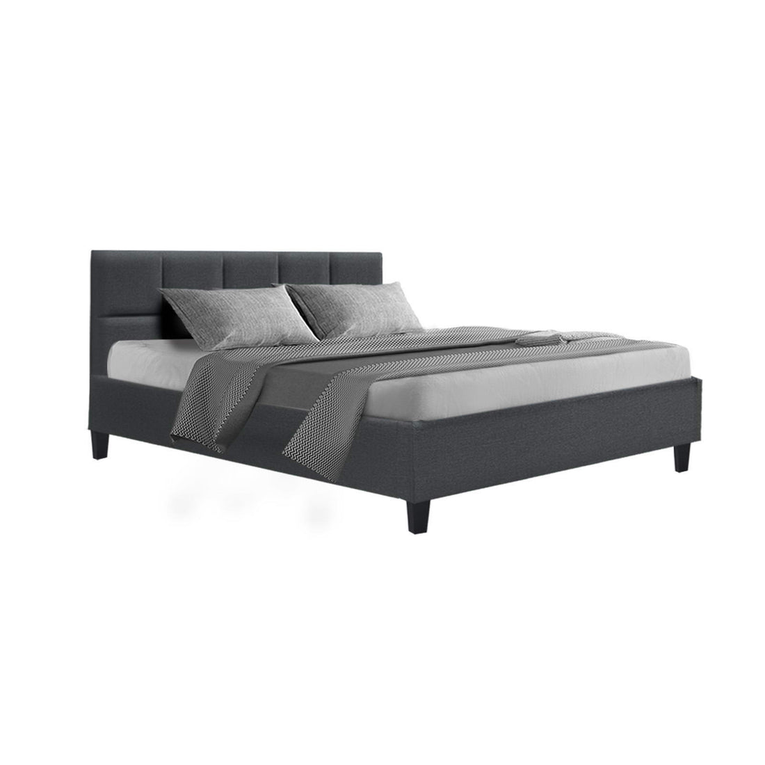 Artiss Tino Bed Frame Double Size Charcoal Fabric-Bed Frames-PEROZ Accessories