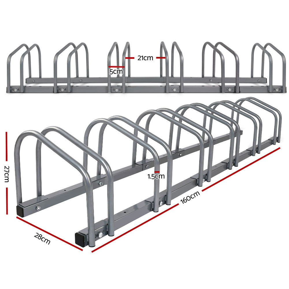 Weisshorn 6 Bike Stand Rack Bicycle Storage Floor Parking Holder Cycling Silver-Sports &amp; Fitness &gt; Bikes &amp; Accessories &gt; Bicycle Stands &amp; Storage-PEROZ Accessories