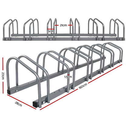 Weisshorn 6 Bike Stand Rack Bicycle Storage Floor Parking Holder Cycling Silver-Sports &amp; Fitness &gt; Bikes &amp; Accessories &gt; Bicycle Stands &amp; Storage-PEROZ Accessories