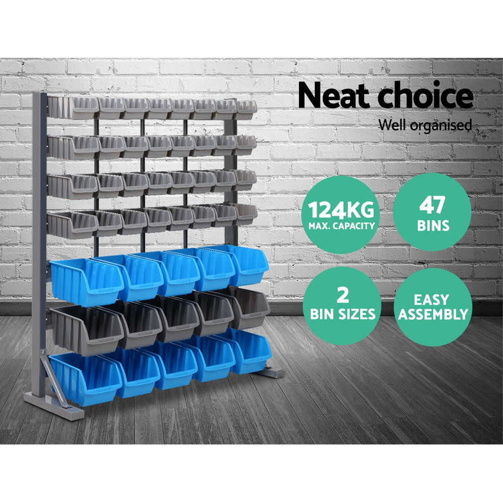 Giantz 47 Storage Bin Rack Free Stand Steel Stand-Tools &gt; Tools Storage-PEROZ Accessories