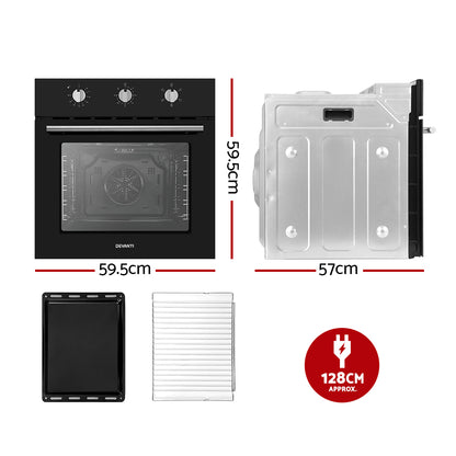 Devanti 60cm Electric Built In Wall Oven Stainless Steel-Appliances &gt; Kitchen Appliances-PEROZ Accessories