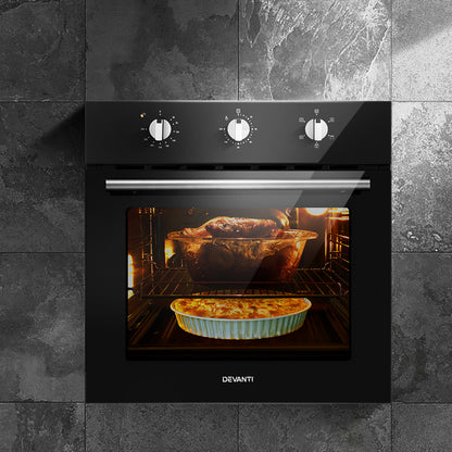 Devanti 60cm Electric Built In Wall Oven Stainless Steel-Appliances &gt; Kitchen Appliances-PEROZ Accessories