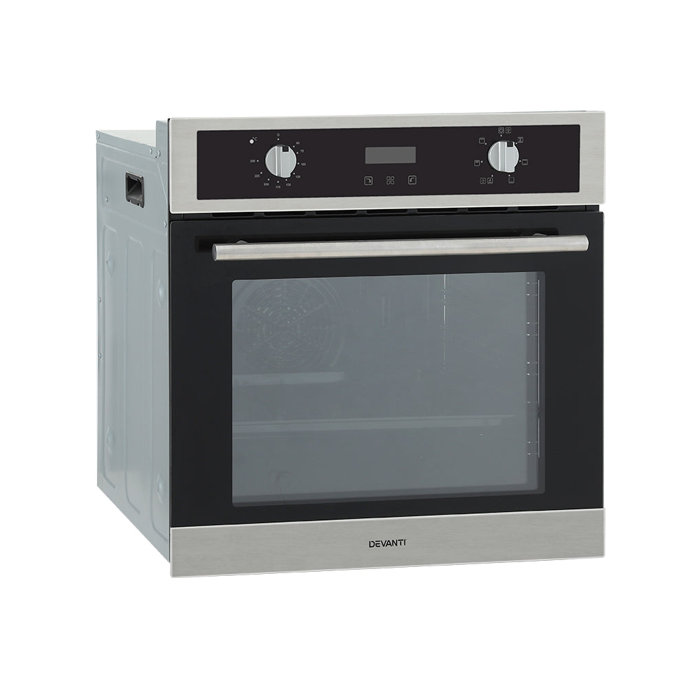 Devanti Electric Built In Wall Oven 80L Convection Grill Ovens Stainless Steel-Appliances &gt; Kitchen Appliances-PEROZ Accessories