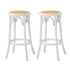 Oikiture 2x Bar Stools Dining Chair Rattan Seat White-Bar Stools-PEROZ Accessories