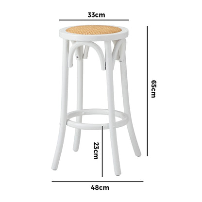 Oikiture 2x Bar Stools Dining Chair Rattan Seat White-Bar Stools-PEROZ Accessories