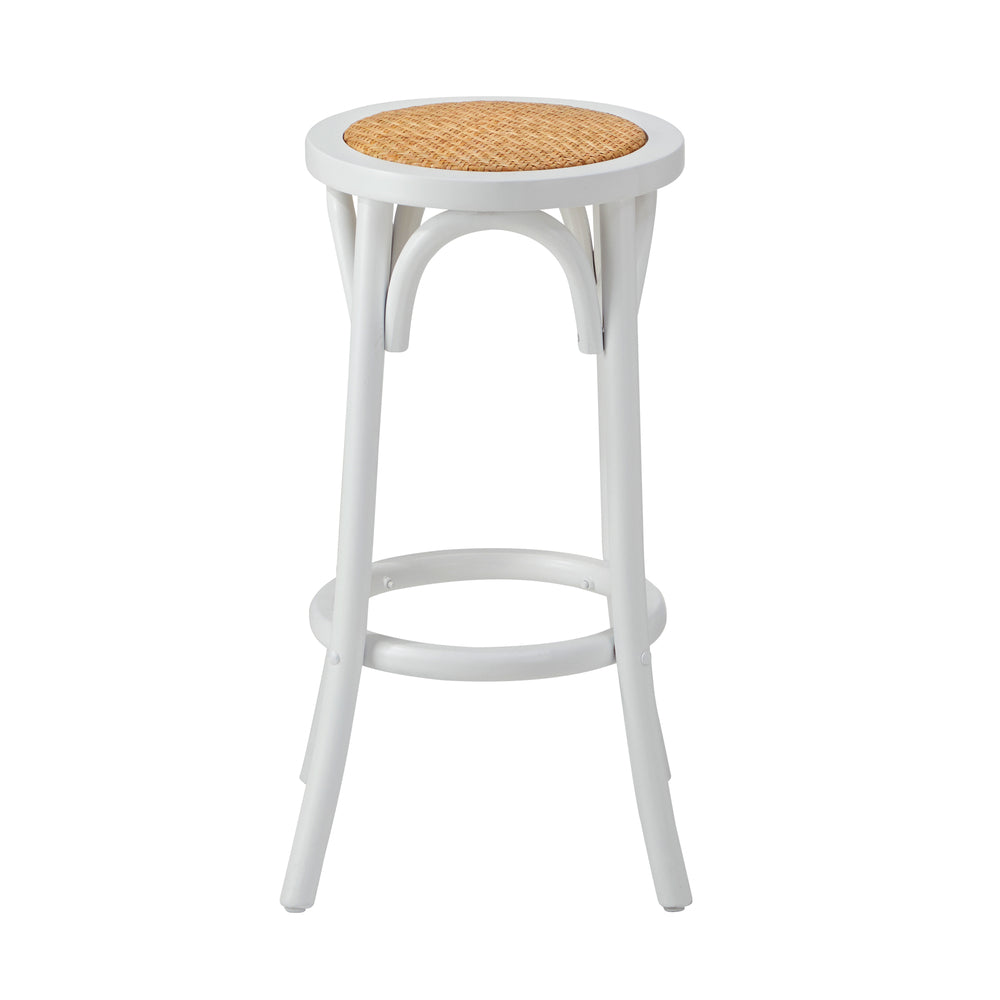 Oikiture 2x Bar Stools Dining Chair Rattan Seat White-Bar Stools-PEROZ Accessories