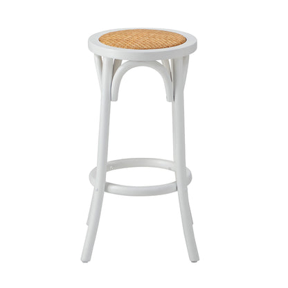 Oikiture 2x Bar Stools Dining Chair Rattan Seat White-Bar Stools-PEROZ Accessories