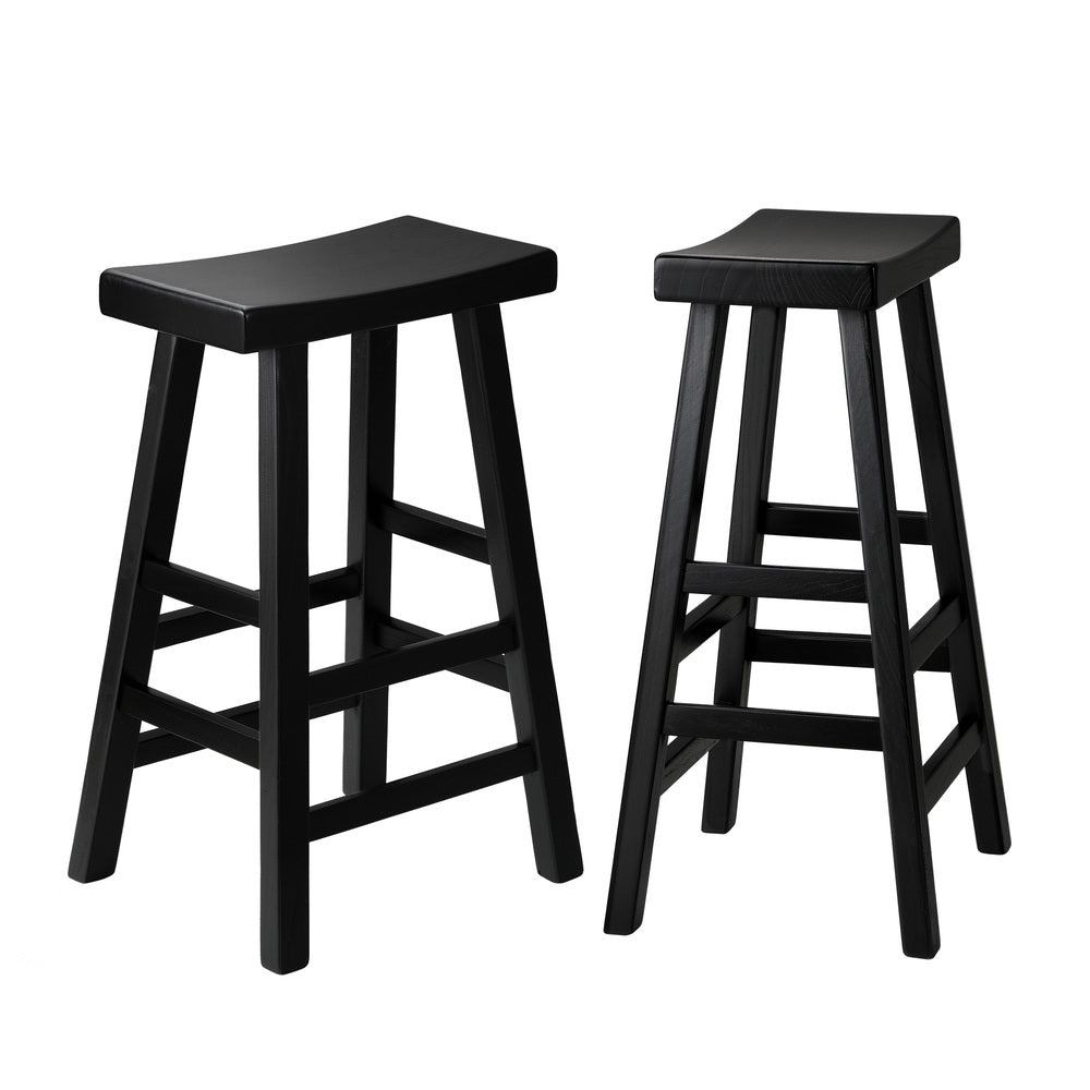 Oikiture 2X Bar Stools Wooden Counter Chairs Black-Bar Stools-PEROZ Accessories