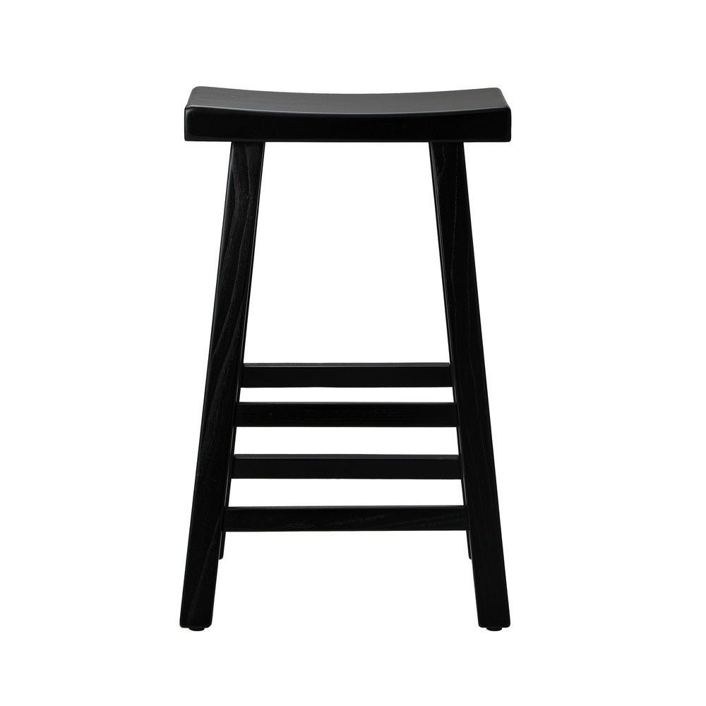 Oikiture 2X Bar Stools Wooden Counter Chairs Black-Bar Stools-PEROZ Accessories