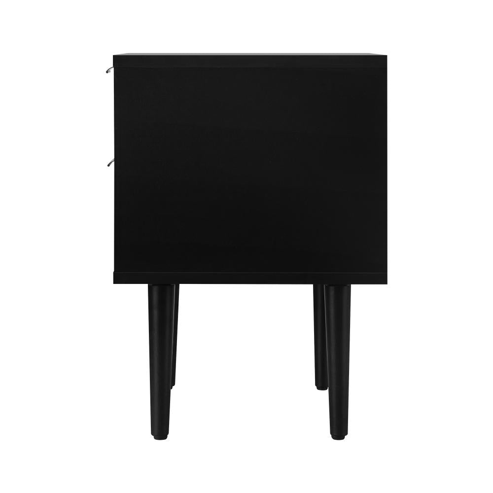 Oikiture Bedside Table 2 Drawers Side Table Bedroom Furniture Storage Unit Black-Bedside Tables-PEROZ Accessories