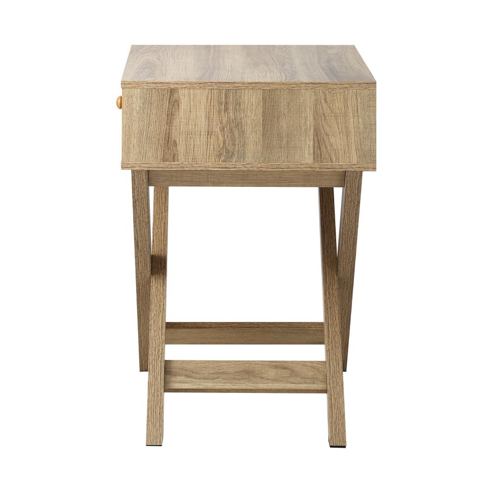 Oikiture Bedside Table with Wooden Frame and Cross Base Side Table Nightstand Wooden-Bedside Tables-PEROZ Accessories