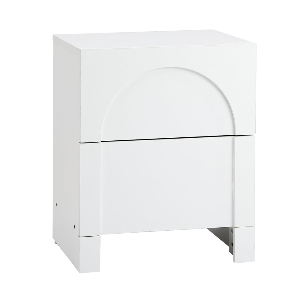 Oikiture Bedside Table 2 Drawers Side Table White-BedSide Tabless-PEROZ Accessories