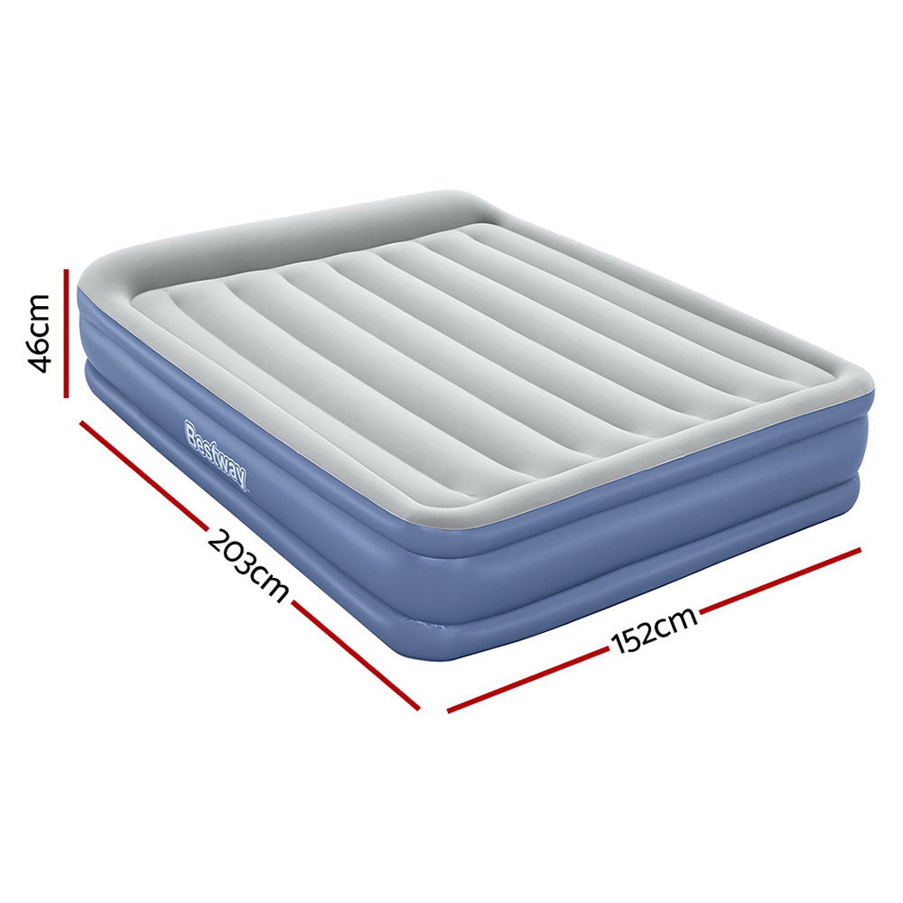 Bestway Air Mattress Queen Inflatable Bed 46cm Airbed Blue-Home &amp; Garden &gt; Inflatable Mattress-PEROZ Accessories