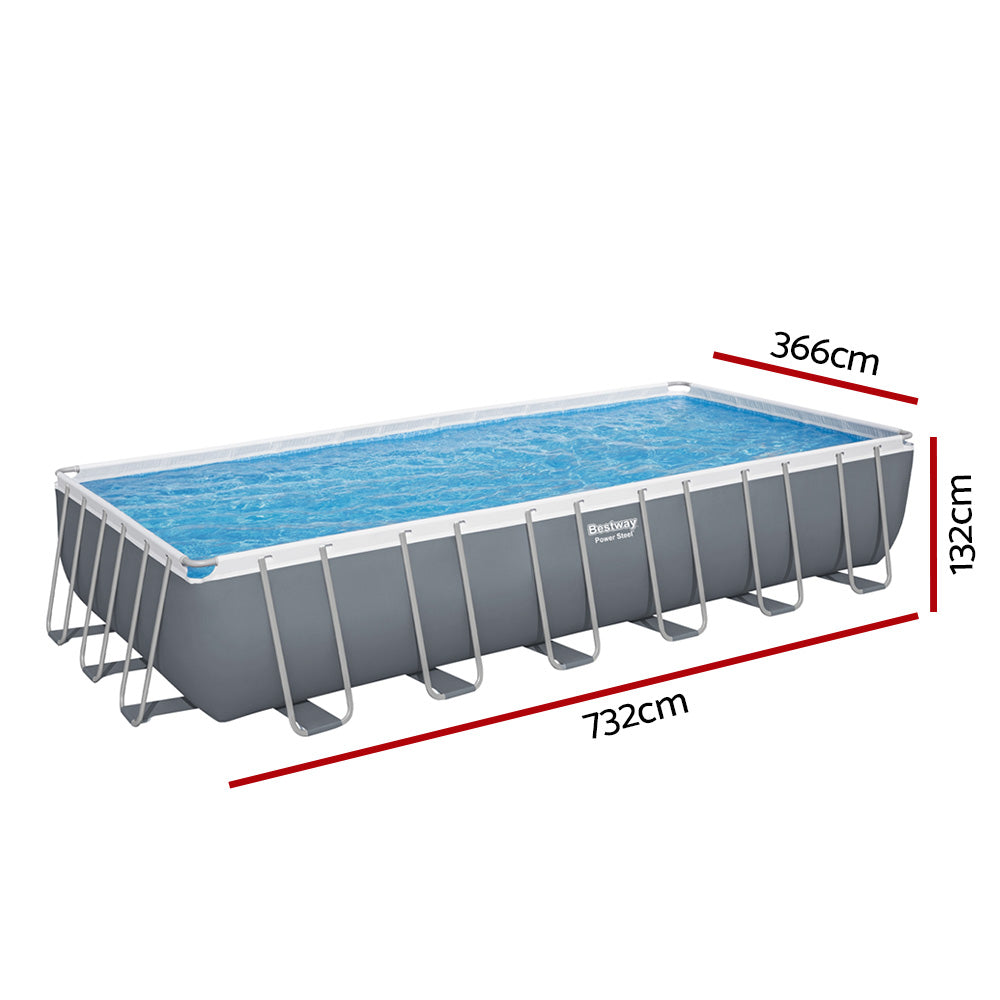 Bestway Swimming Pool 732x366x132cm Steel Frame Above Ground Pools Ladder 30045L-Swimming Pools-PEROZ Accessories