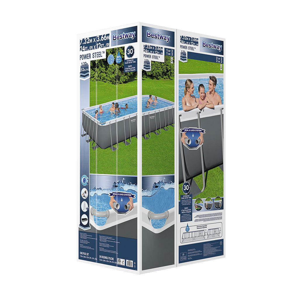 Bestway Swimming Pool 732x366x132cm Steel Frame Above Ground Pools Ladder 30045L-Swimming Pools-PEROZ Accessories