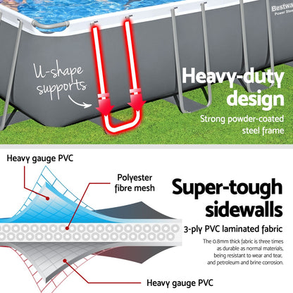 Bestway Swimming Pool 732x366x132cm Steel Frame Above Ground Pools Ladder 30045L-Swimming Pools-PEROZ Accessories