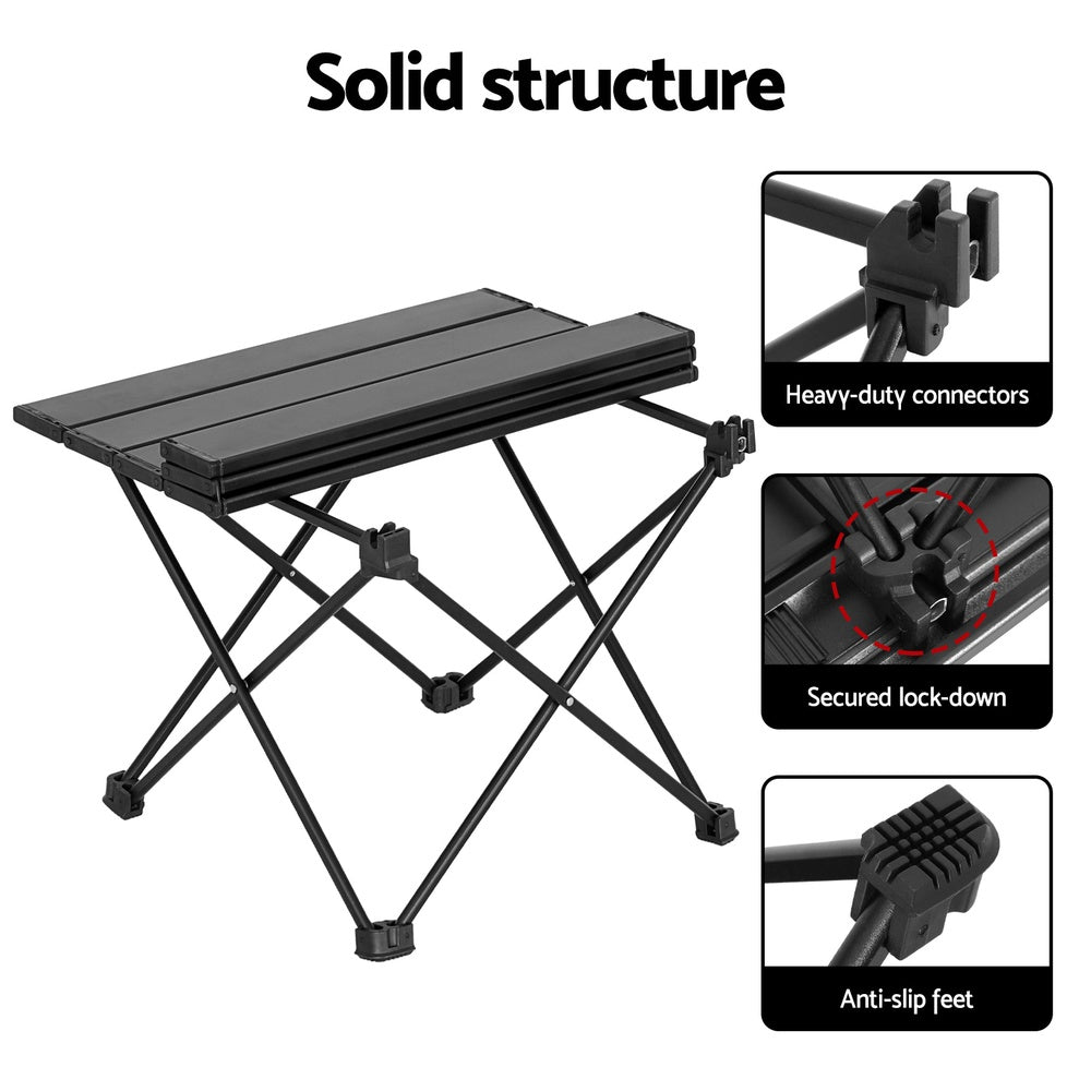 Weisshorn Folding Camping Table 40CM Roll Up Outdoor Picnic BBQ Aluminium Desk-Camping Tables-PEROZ Accessories