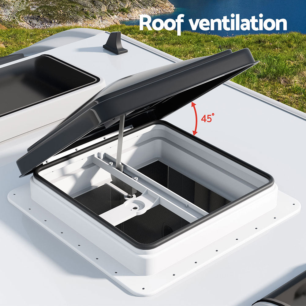 Weisshorn Caravan Roof Vent Hatch RV Skylight Motorhome Camper 350x350mm Black-Outdoor Recreation &gt; Camping &gt; Caravan Accessories-PEROZ Accessories