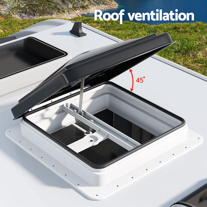 Weisshorn Caravan Roof Vent Hatch RV Skylight Motorhome Camper 350x350mm Black-Outdoor Recreation &gt; Camping &gt; Caravan Accessories-PEROZ Accessories