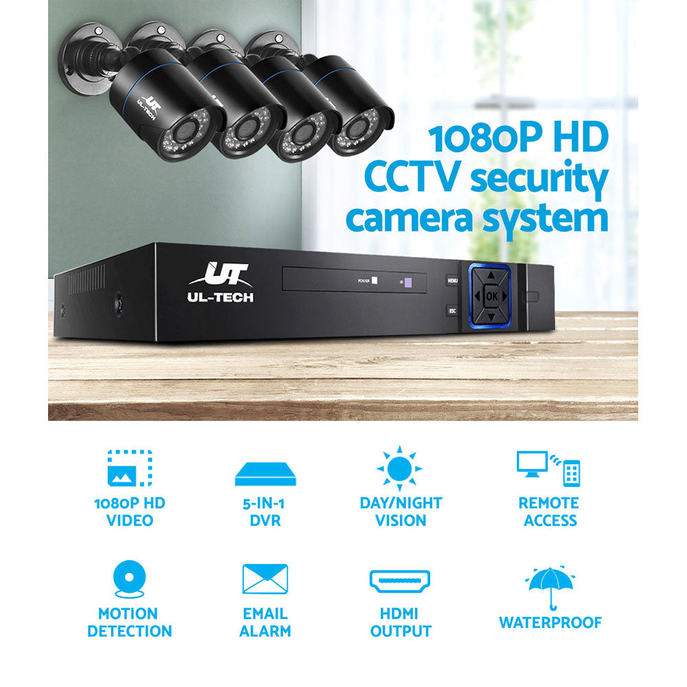 UL Tech 1080P 4 Channel HDMI CCTV Security Camera with 1TB Hard Drive-CCTV-PEROZ Accessories