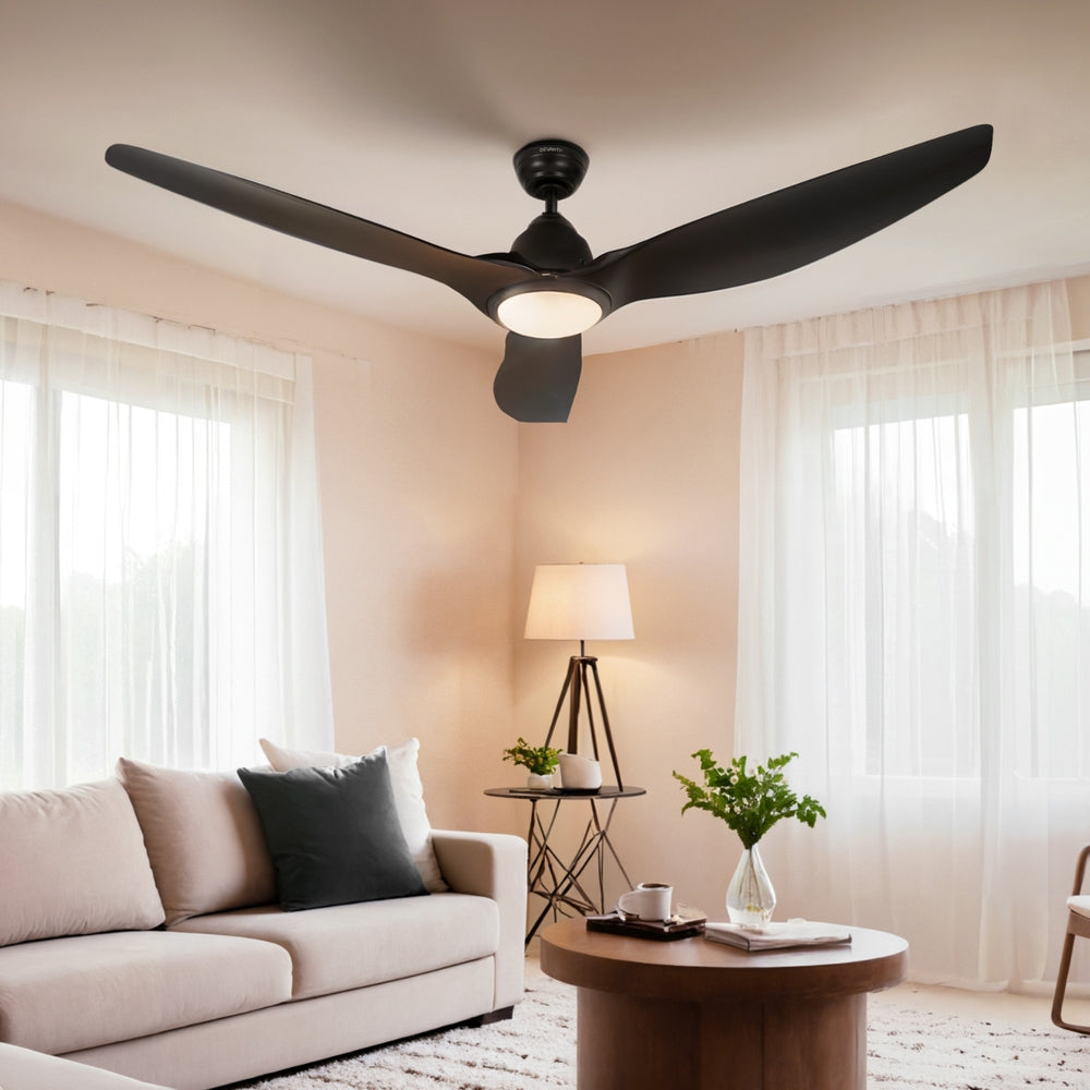 Devanti 64 Inch Ceiling Fan DC Motor w/Light w/Remote - Black-Appliances &gt; Fans &gt; Ceiling Fans-PEROZ Accessories