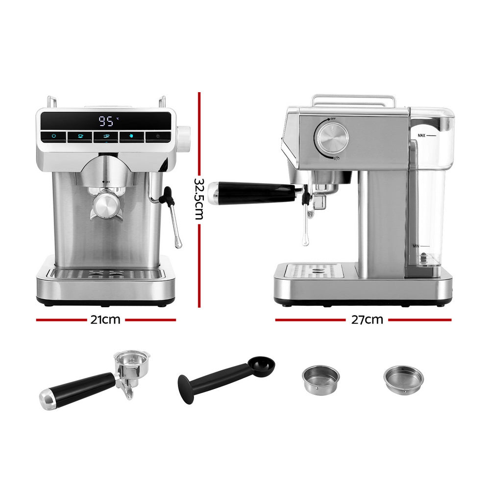 Devanti 20 Bar Coffee Machine Espresso Cafe Maker-Appliances &gt; Kitchen Appliances-PEROZ Accessories