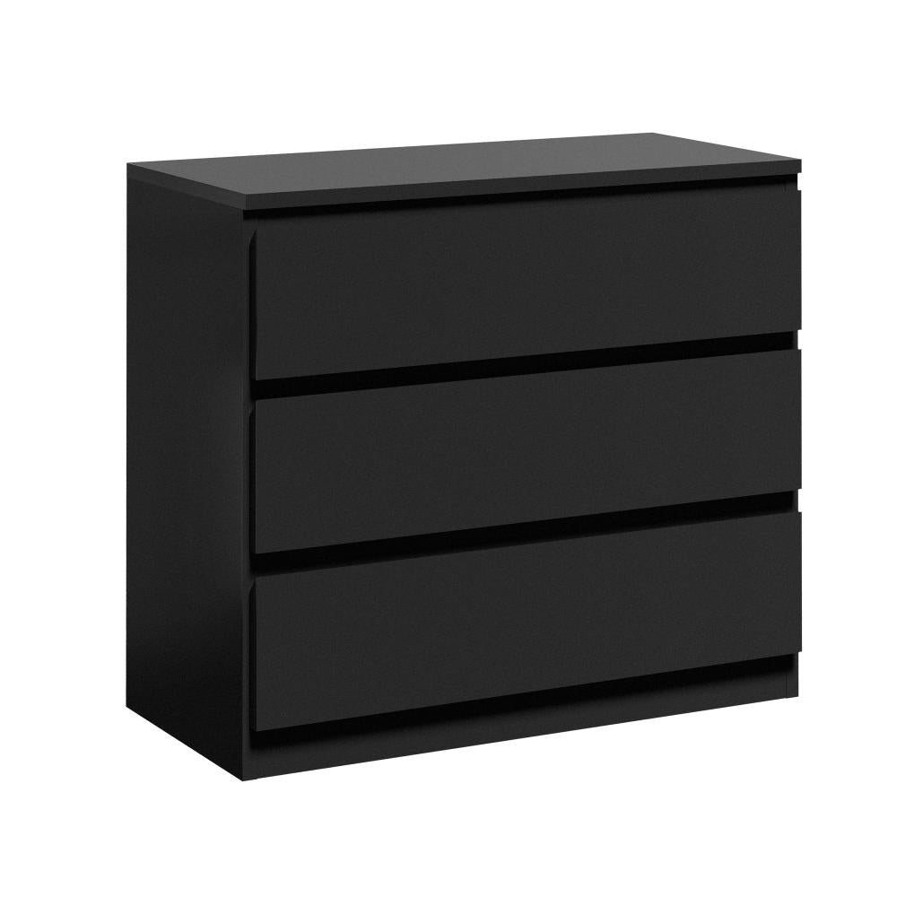 Oikiture 3 Chest of Drawers Lowboy Dresser Table Black-Chest of Drawers-PEROZ Accessories