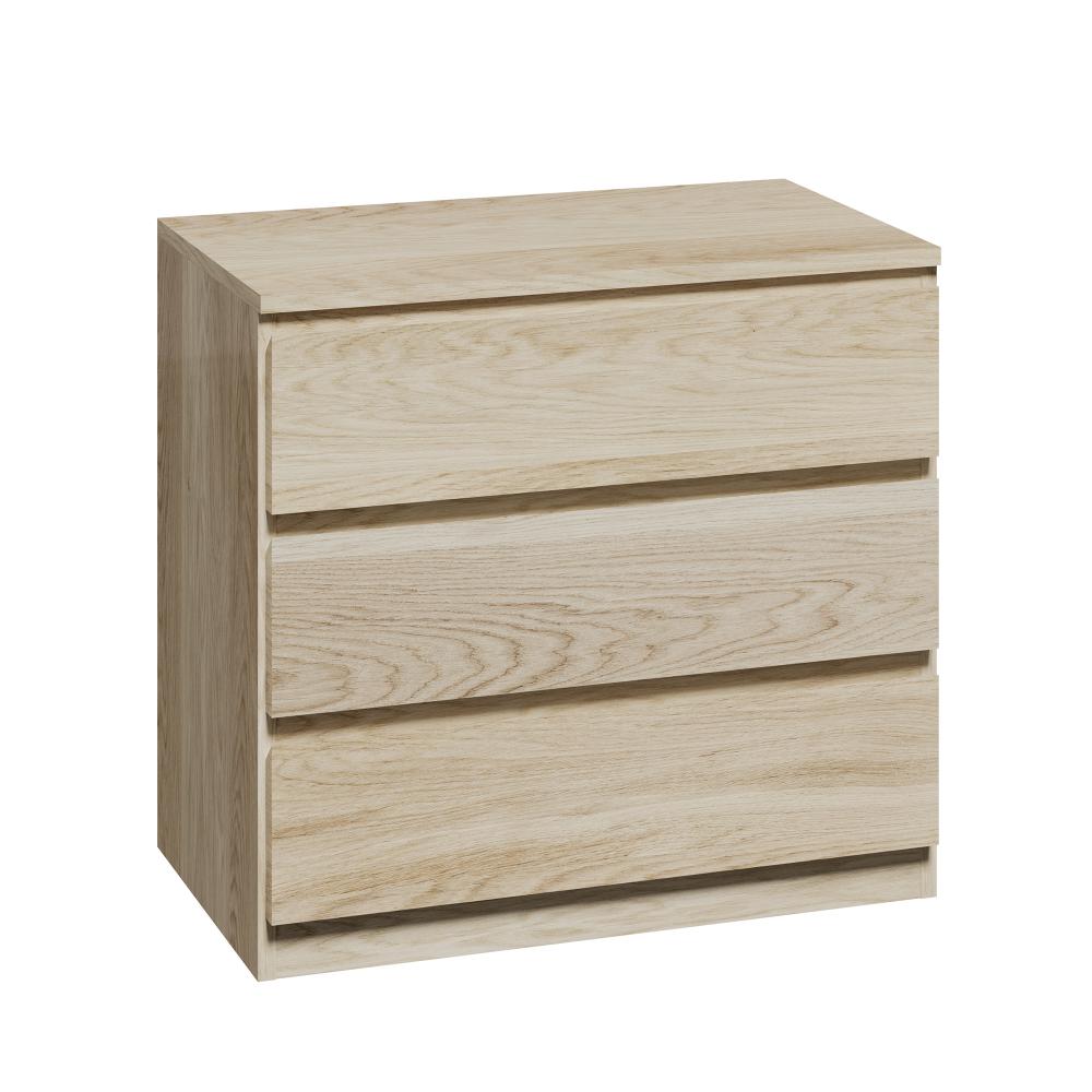 Oikiture 3 Chest of Drawers Lowboy Dresser Table Natural-Chest of Drawers-PEROZ Accessories