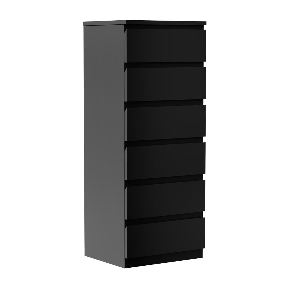 Oikiture 6 Chest of Drawers Tallboy Dresser Table Black-Chest of Drawers-PEROZ Accessories