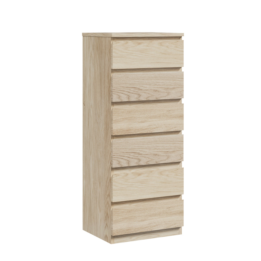 Oikiture 6 Chest of Drawers Tallboy Dresser Table Natural-Chest of Drawers-PEROZ Accessories