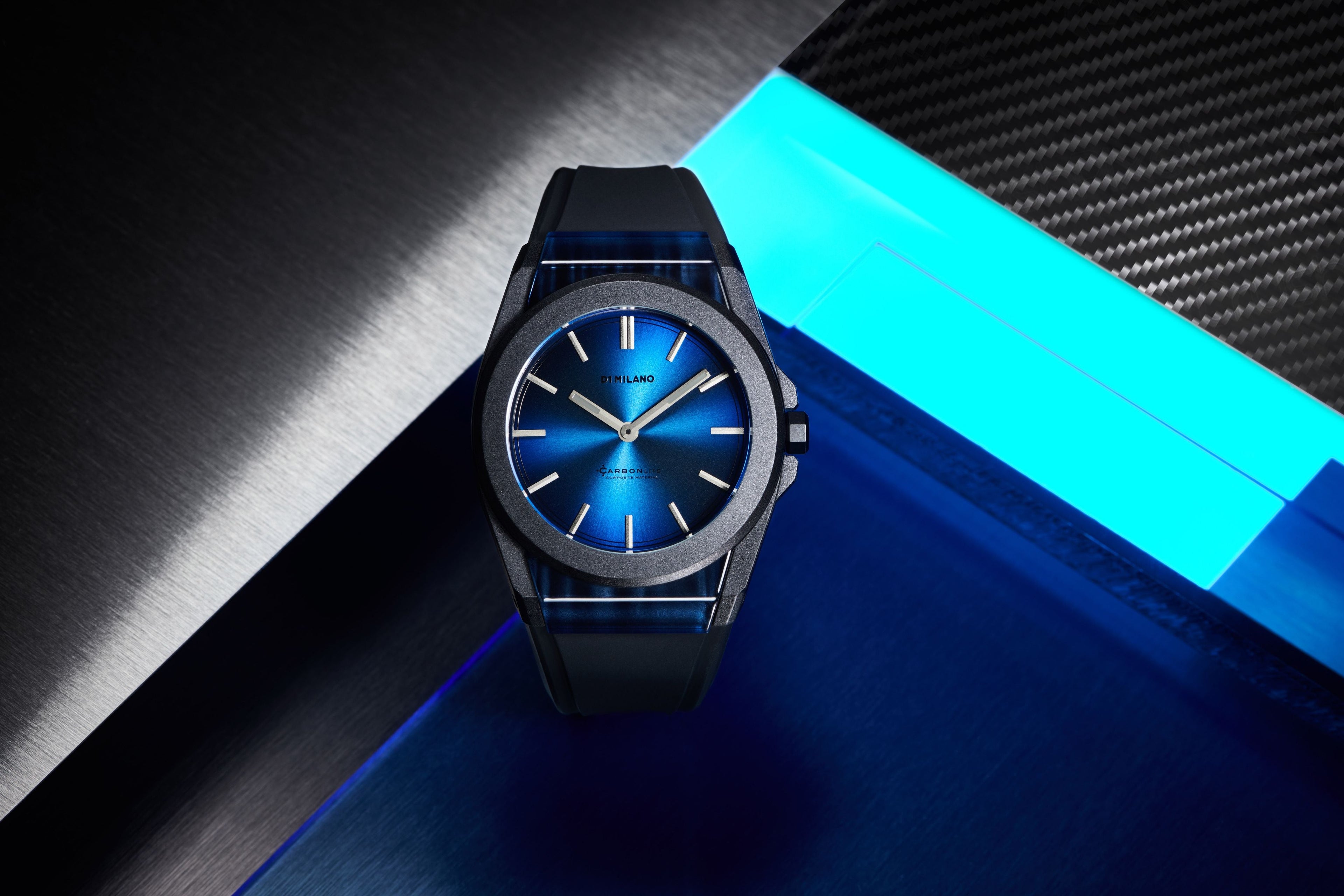 D1 Milano Carbonlite Blue 40.5mm Watch-Quartz Watches-PEROZ Accessories