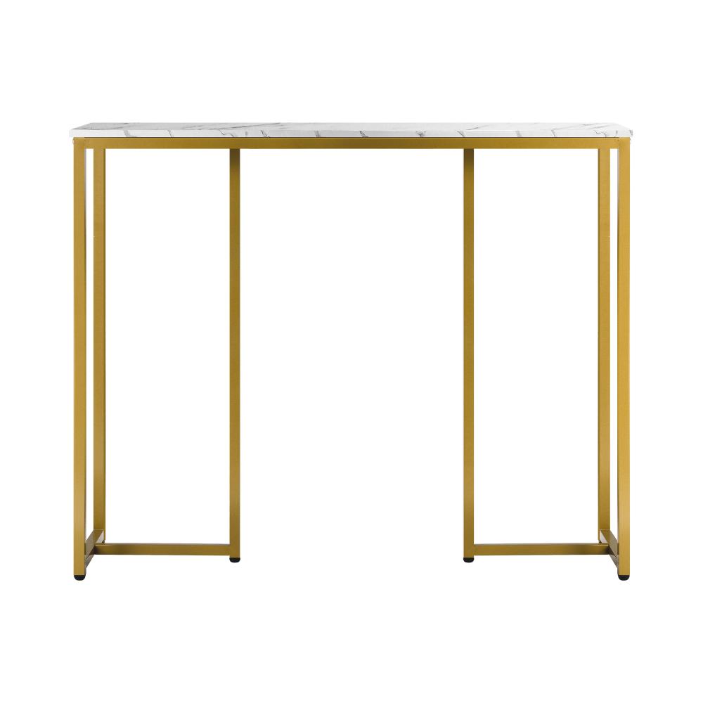 Oikiture Console Table Hallway Entry Side Tables Marble Effect Hall Display White&amp;Gold-Console Tables-PEROZ Accessories