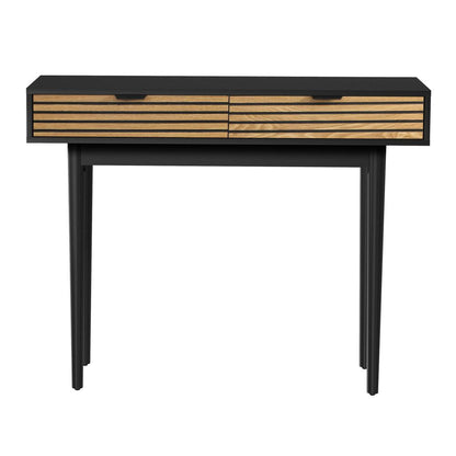 Oikiture Console Table, 100cm Entry Hallway Side Table with 2 Storage Drawer Display Desk Black-Console Table-PEROZ Accessories