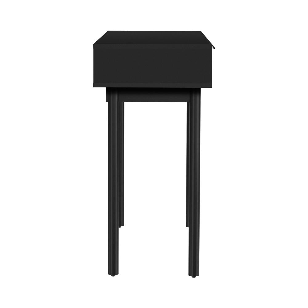 Oikiture Console Table, 100cm Entry Hallway Side Table with 2 Storage Drawer Display Desk Black-Console Table-PEROZ Accessories