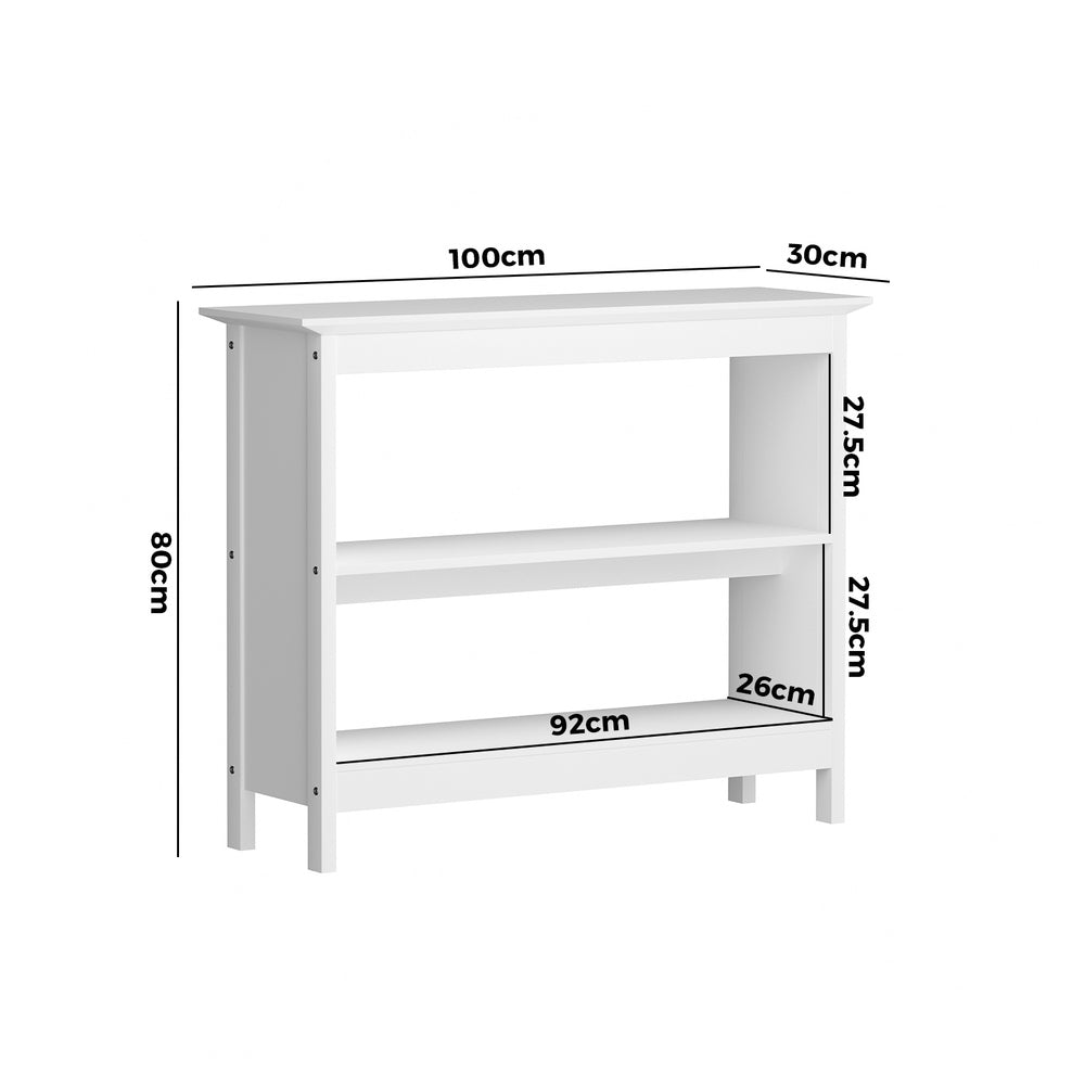 Oikiture 3-Tier Console Table Open Shelf Wooden White-Console Tables-PEROZ Accessories