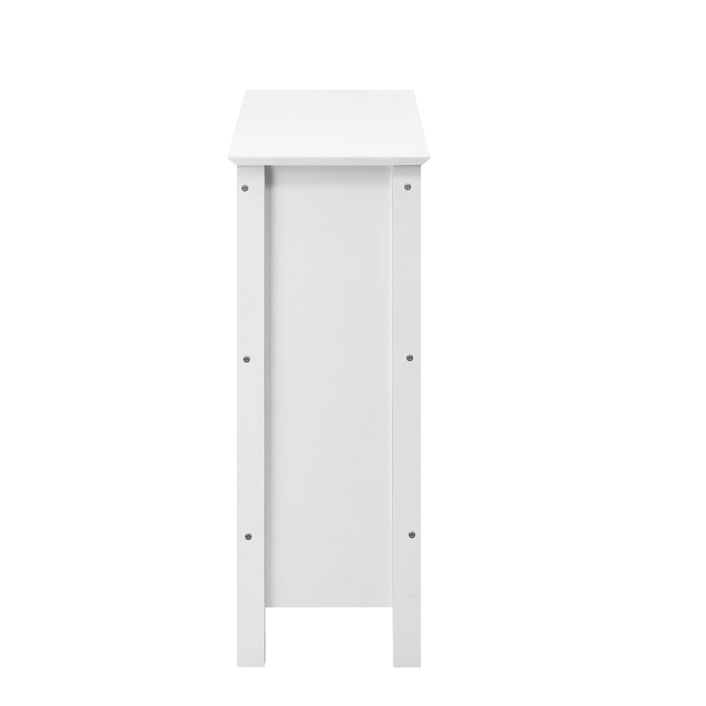 Oikiture 3-Tier Console Table Open Shelf Wooden White-Console Tables-PEROZ Accessories