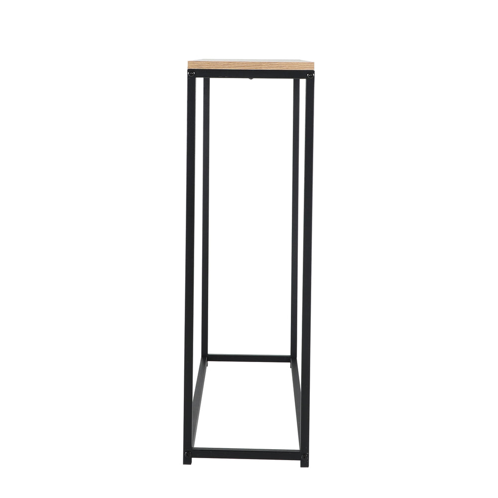 Oikiture Console Table Wooden Tabletop Black&amp;Wood-Console Tables-PEROZ Accessories