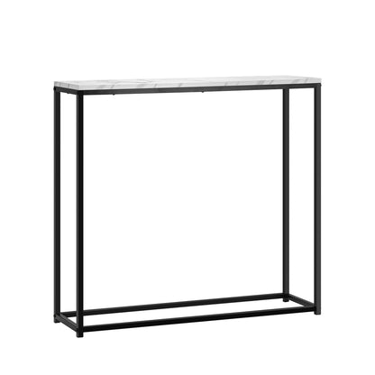 Oikiture Console Table Marble-look Iron Black&amp;White-Console Tables-PEROZ Accessories