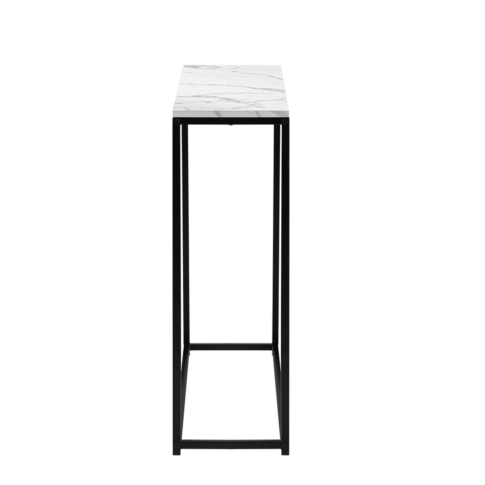 Oikiture Console Table Marble-look Iron Black&amp;White-Console Tables-PEROZ Accessories