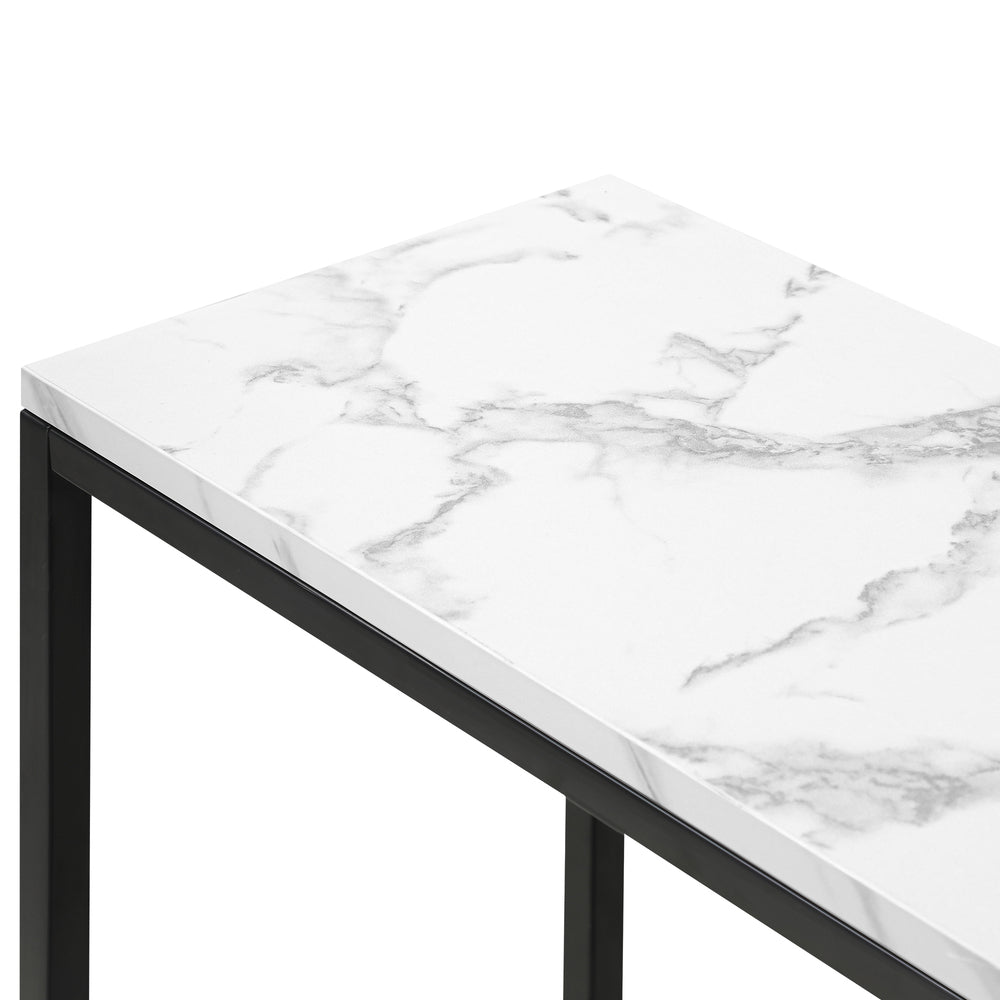 Oikiture Console Table Marble-look Iron Black&amp;White-Console Tables-PEROZ Accessories