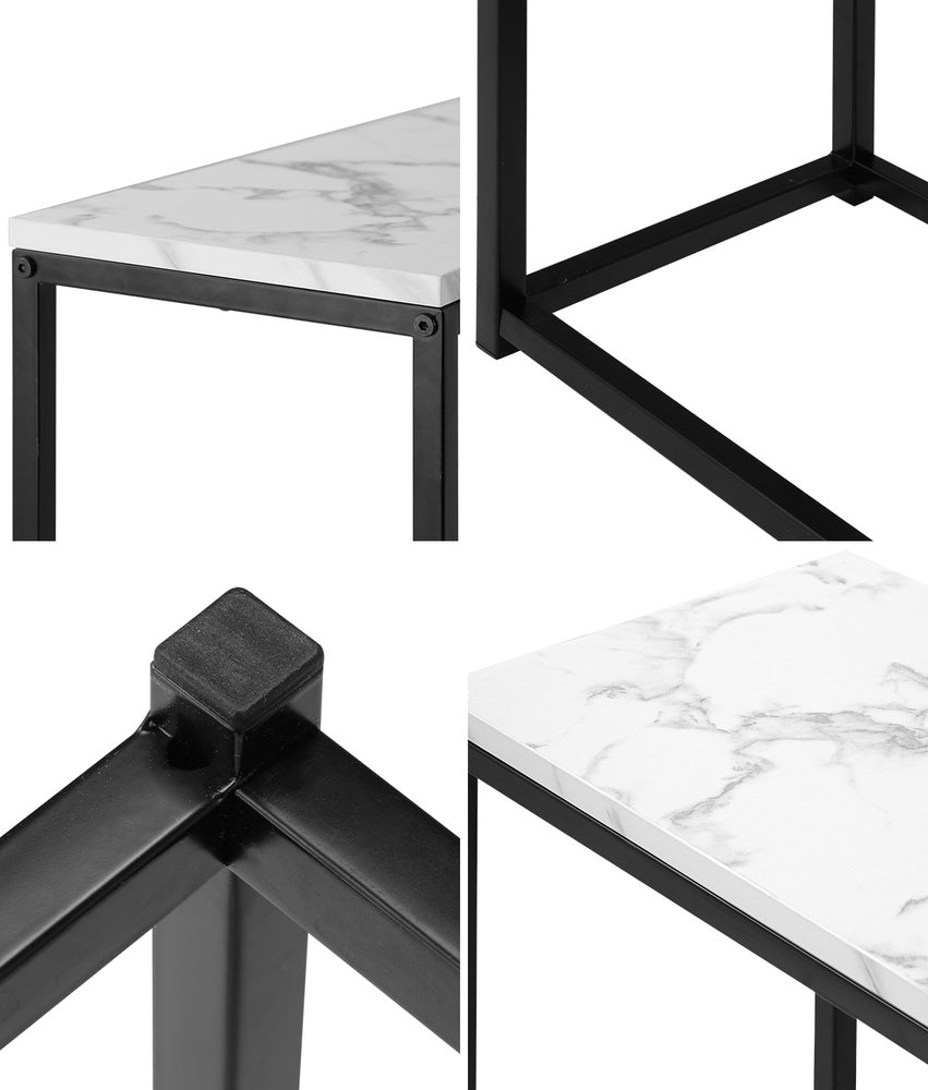 Oikiture Console Table Marble-look Iron Black&amp;White-Console Tables-PEROZ Accessories