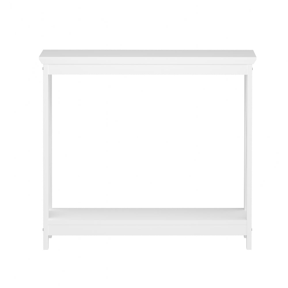 Oikiture 2-Tier Console Table X-Design Wooden White-Console Tables-PEROZ Accessories