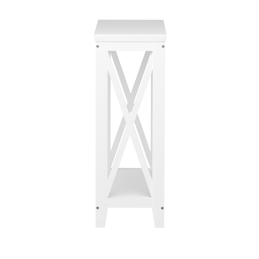 Oikiture 2-Tier Console Table X-Design Wooden White-Console Tables-PEROZ Accessories