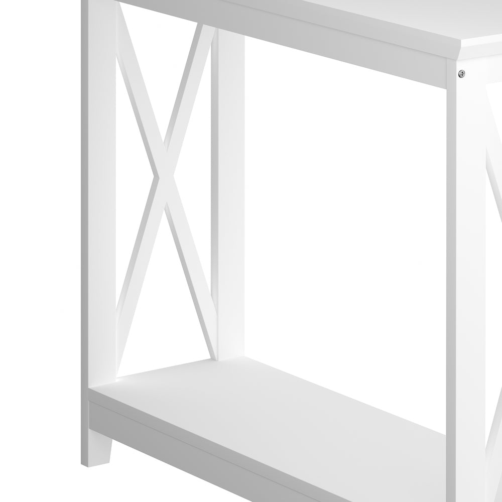 Oikiture 2-Tier Console Table X-Design Wooden White-Console Tables-PEROZ Accessories